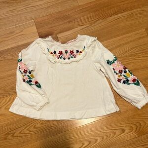 Mini Boden | embroidered white swing shirt floral